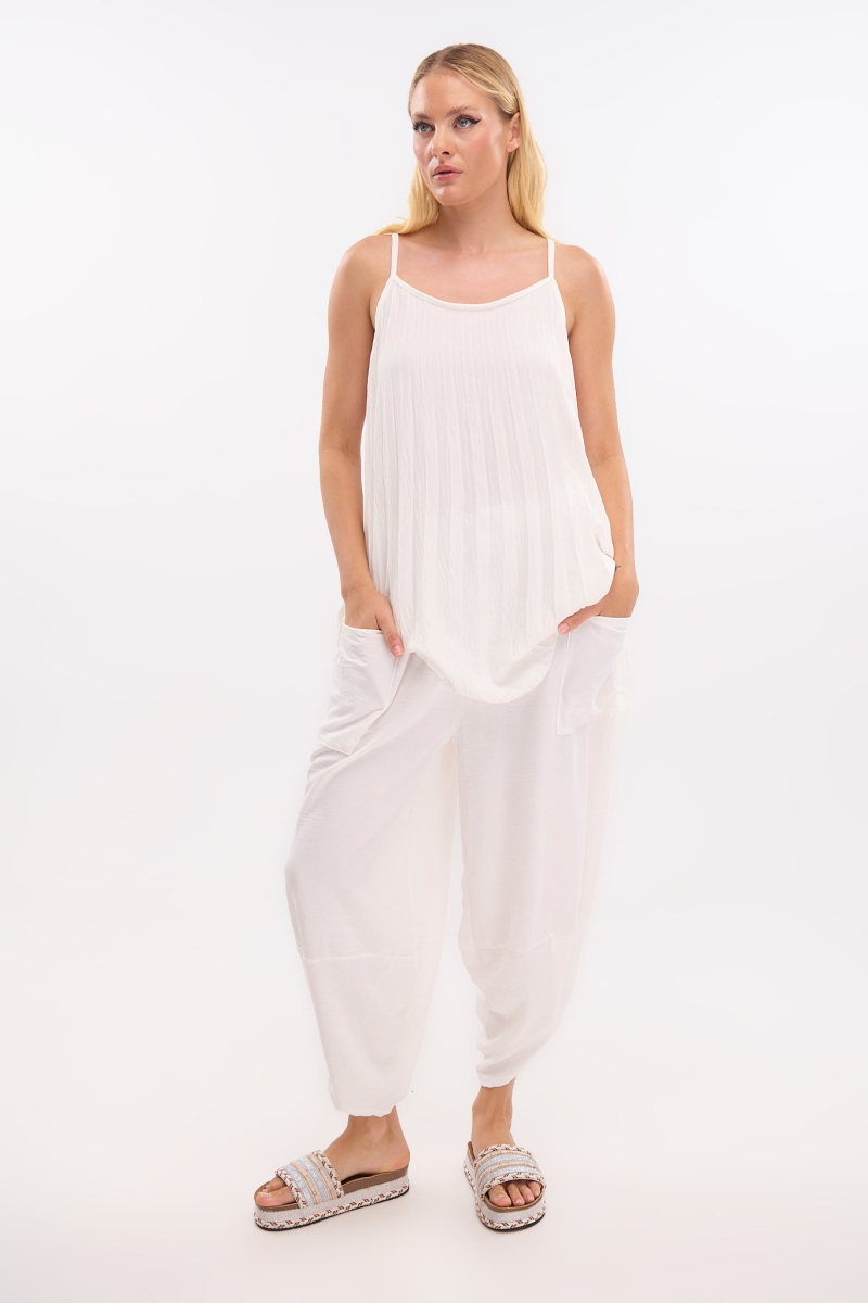 Top with Wide Pleated Strap