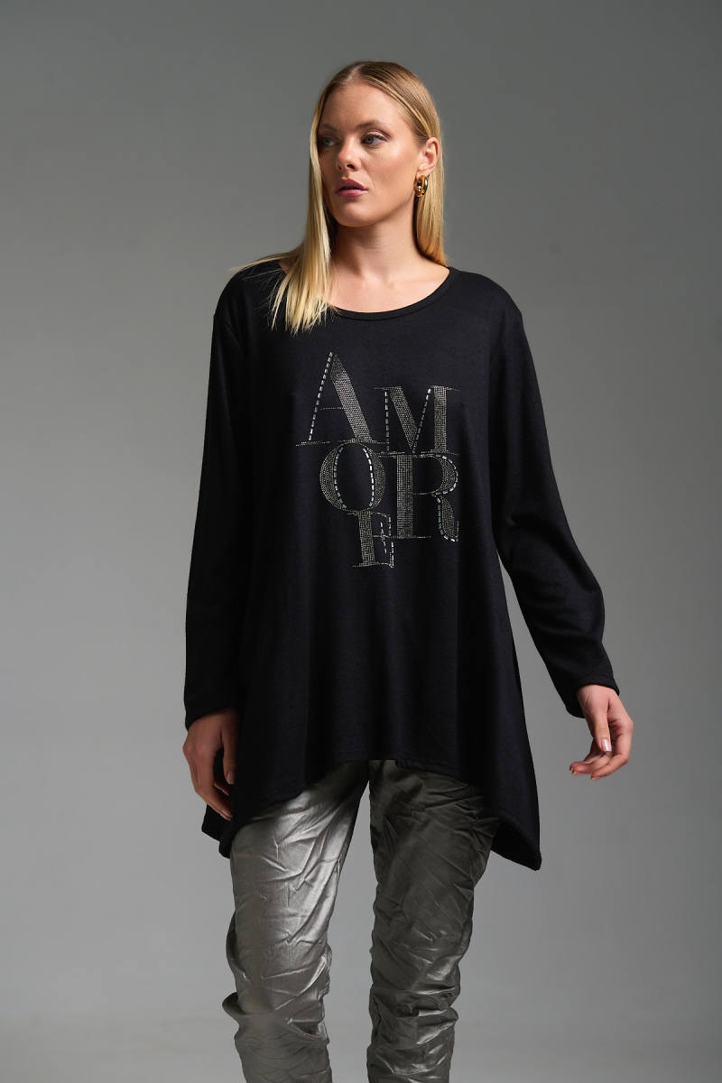 Μπλούζα Μακρυμάνικη Amour Με Στρας