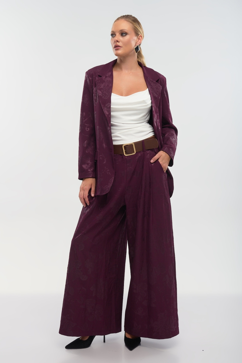 Brocade-Texture Palazzo Pants