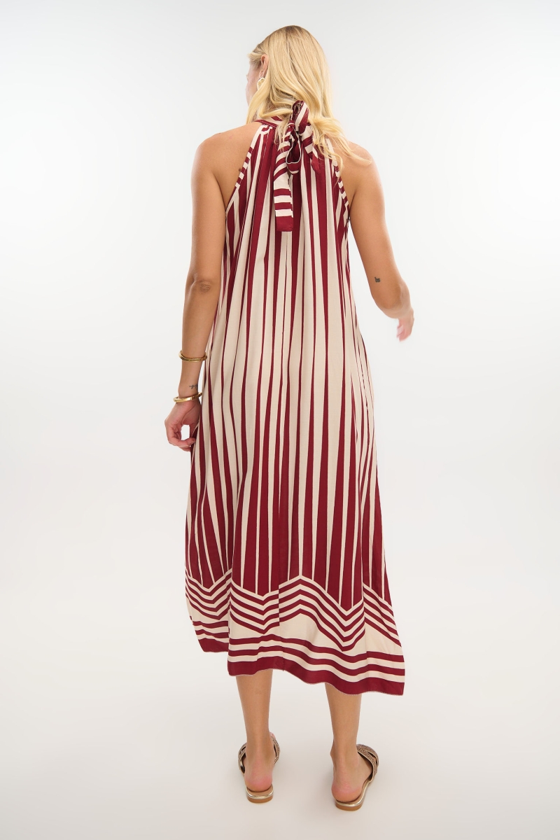 Maxi Halter Dress with Striped Print