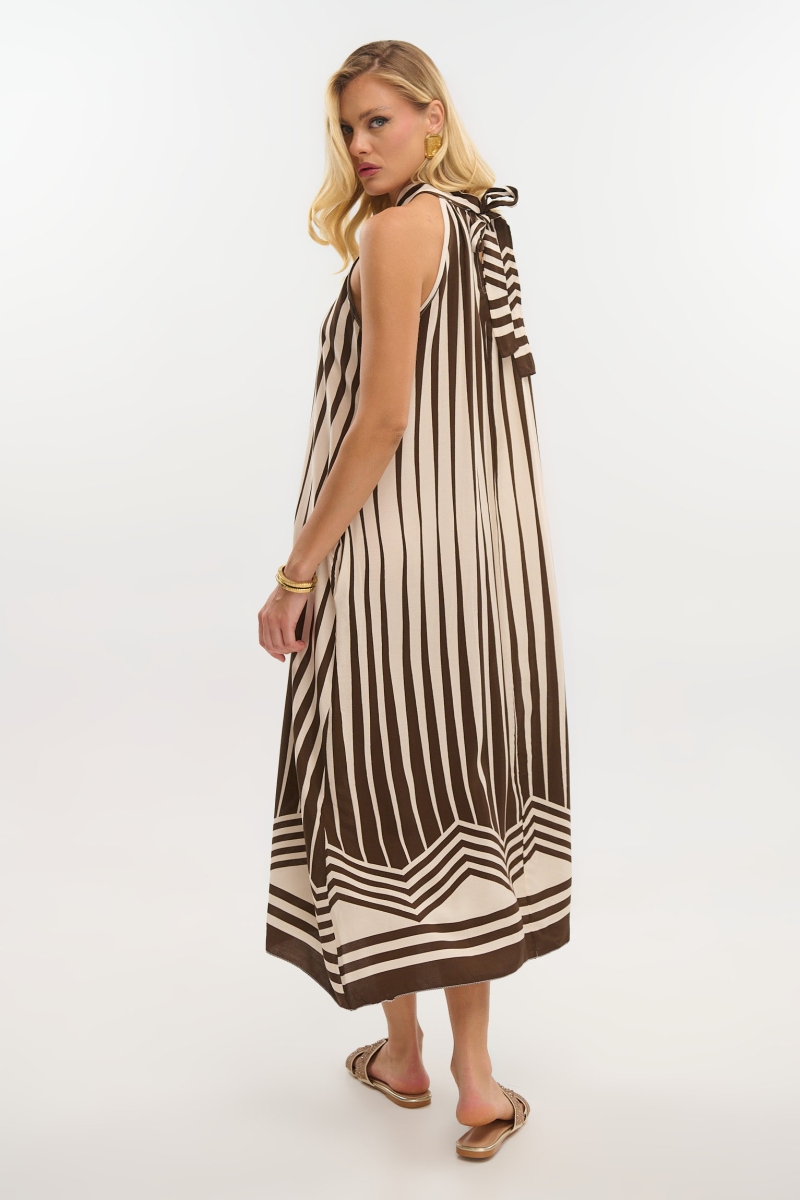 Maxi Halter Dress with Striped Print
