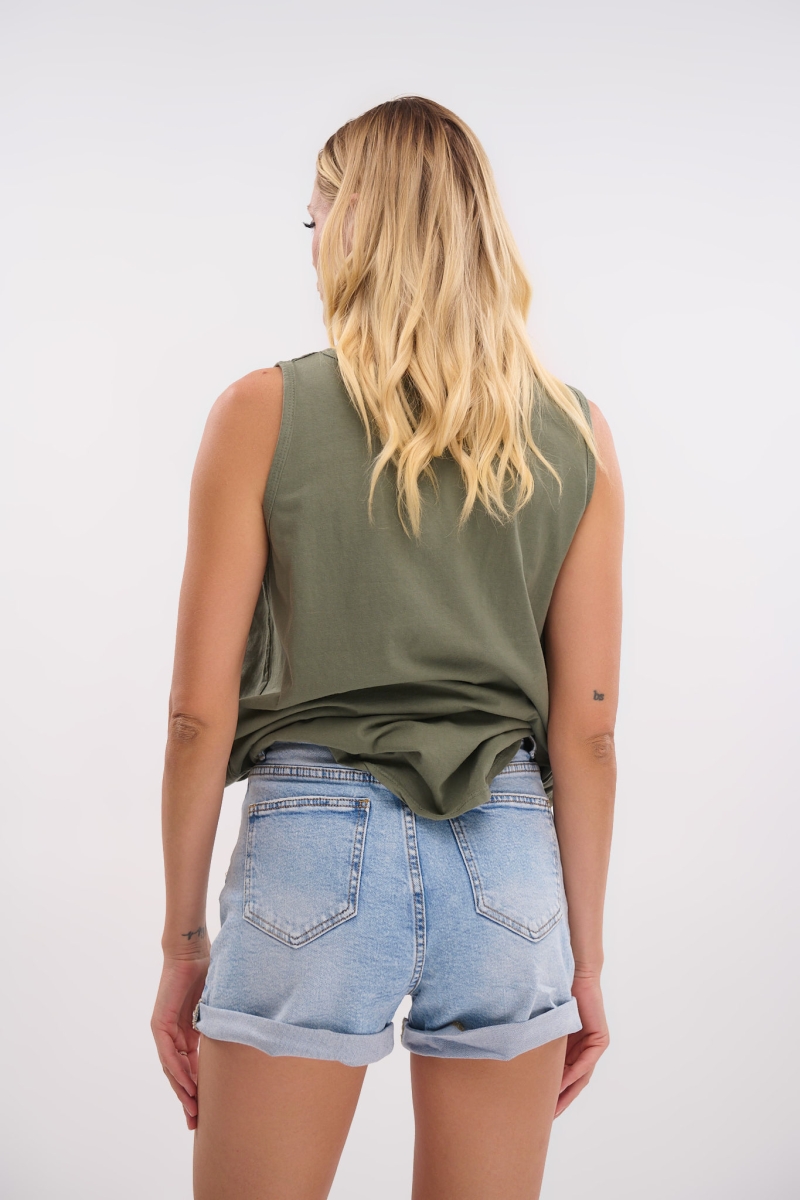 Sleeveless Linen Top with 
