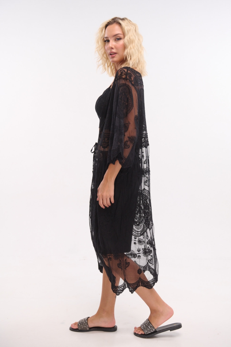 Circle Decorated Tulle Kimono