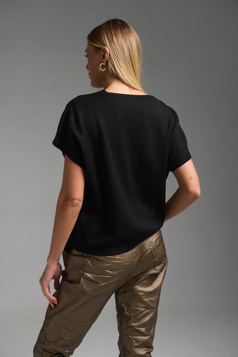 Μπλούζα Κοντομάνικη Πλεκτή Με Γκλίτερ