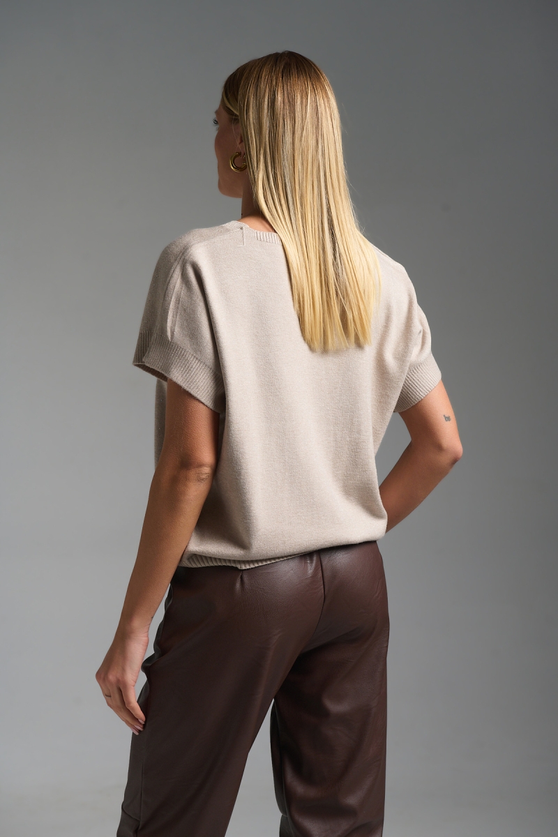 Μπλούζα Κοντομάνικη Πλεκτή Με Γκλίτερ