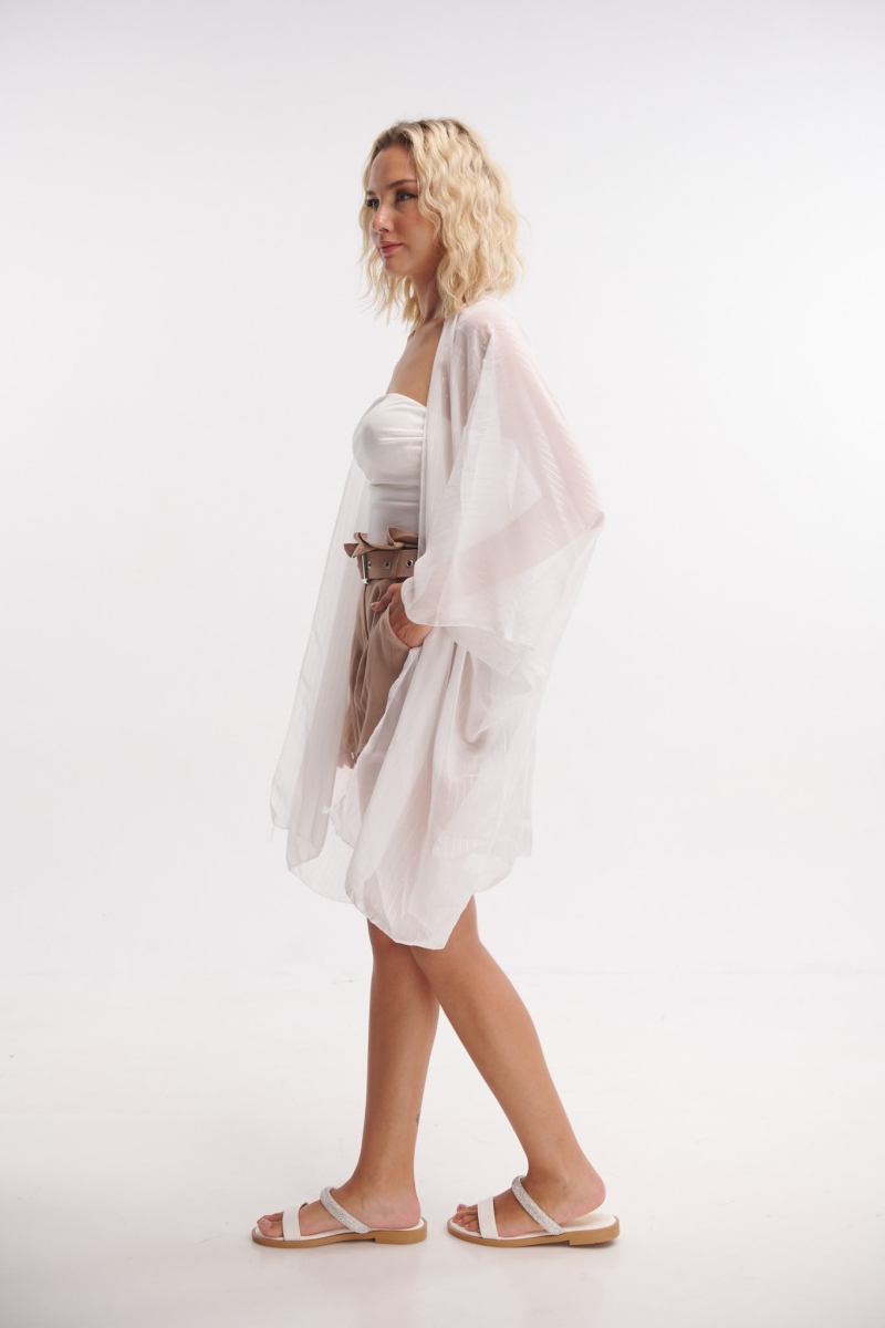 Lurex Striped Muslin Kimono