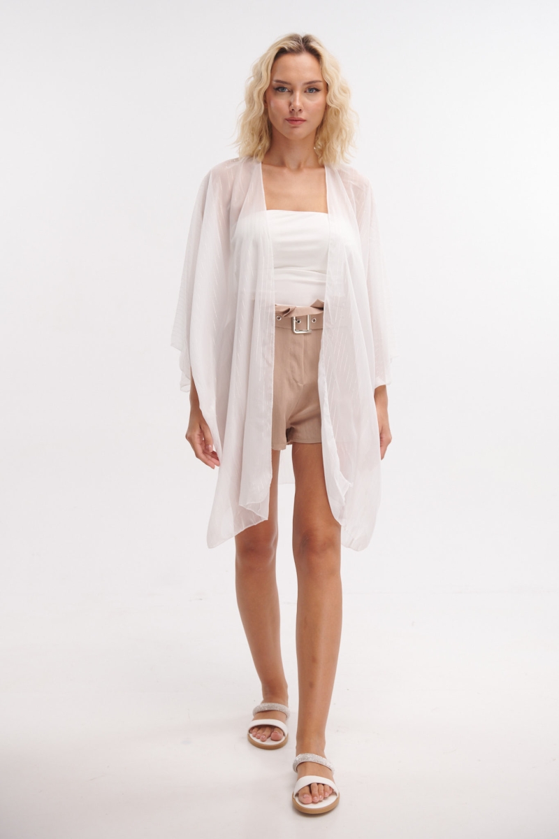 Lurex Striped Muslin Kimono