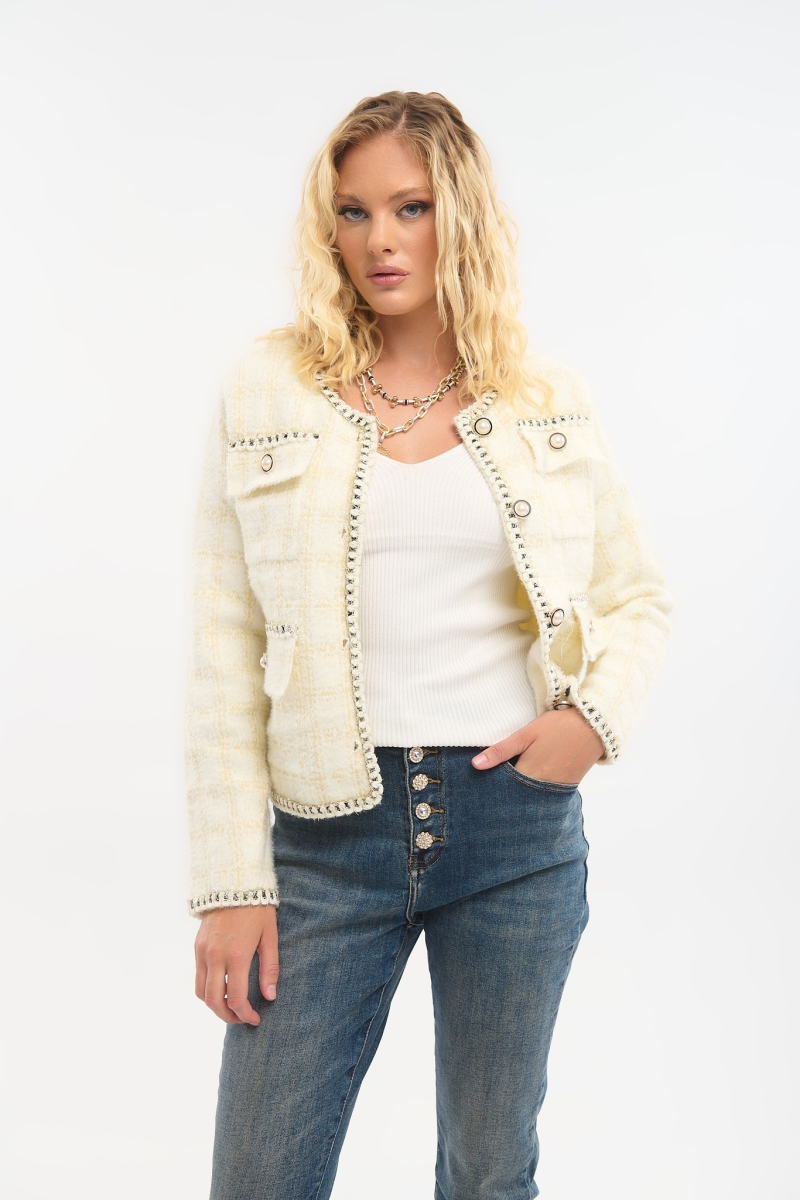 Mao Collar Mohair Jacket – Elegant & Timeless