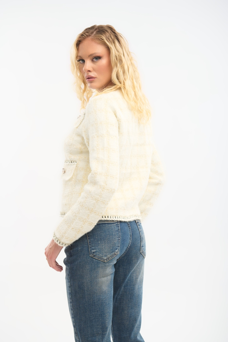 Mao Collar Mohair Jacket – Elegant & Timeless