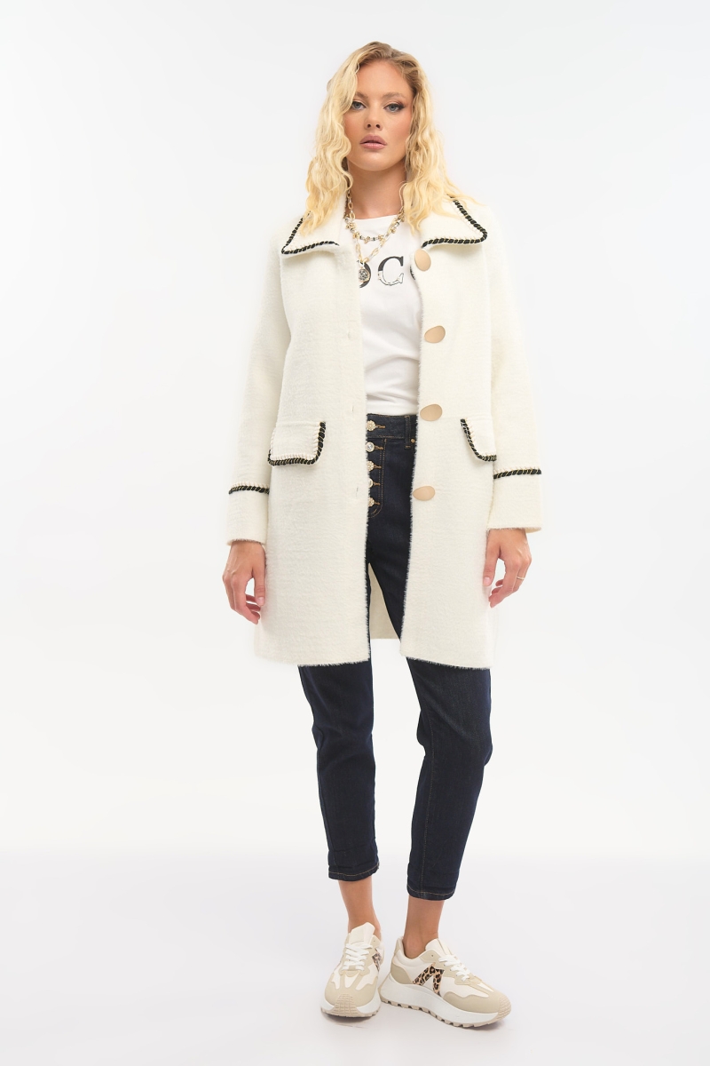 Mao Collar Mohair Coat – Elegant & Timeless
