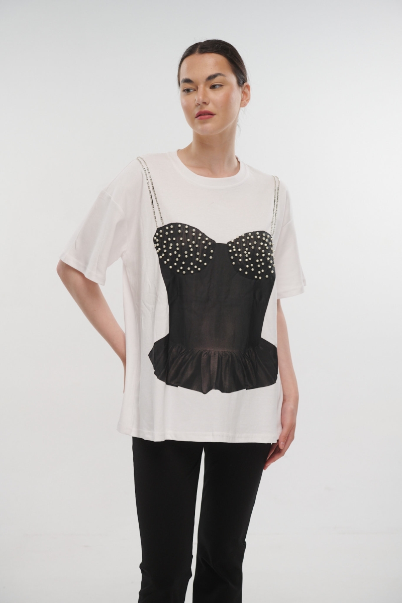 Pearl Corset Printed T-Shirt