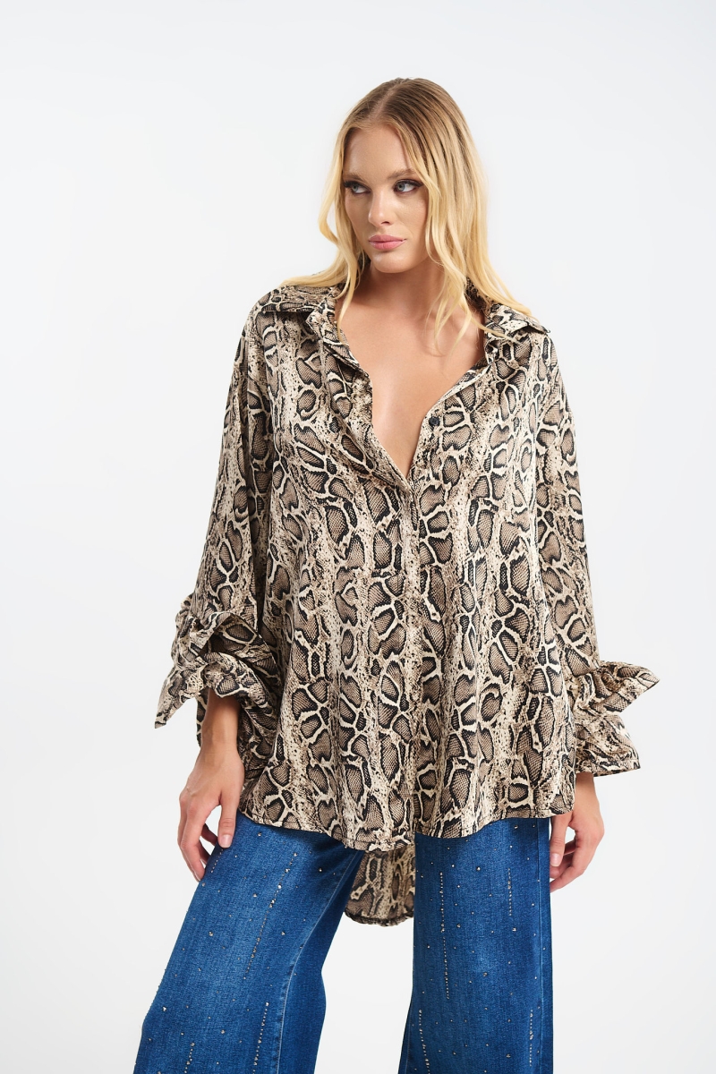 Πουκαμίσα με 3D Μανίκια & Snake Print