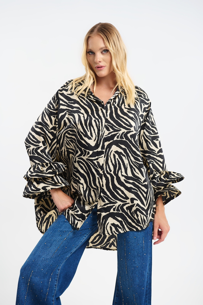 Πουκαμίσα με 3D Μανίκια & Zebra Print