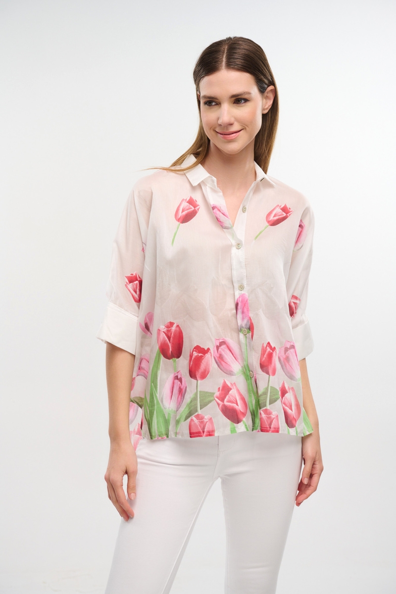 Cthrou Shirt With Floral Print