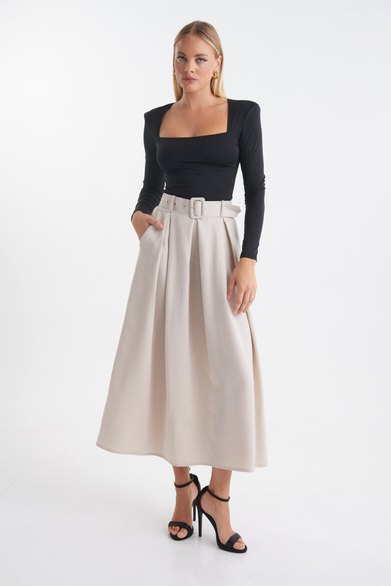 Belted Maxi Skirt