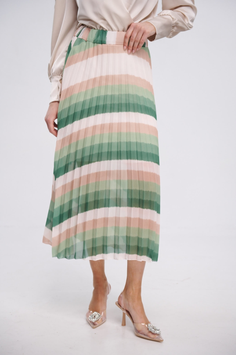 Tricolored Midi Muslin Skirt