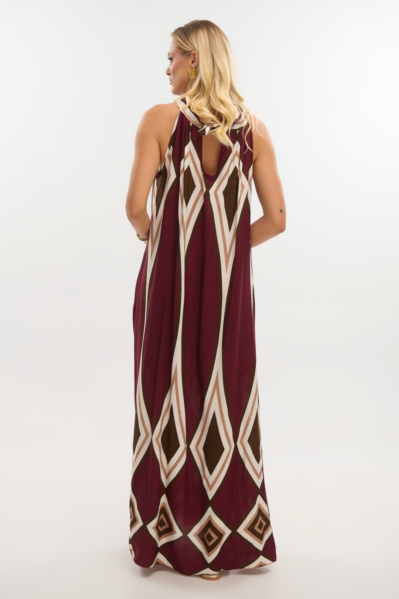 Maxi Halter Dress with Boho Pattern