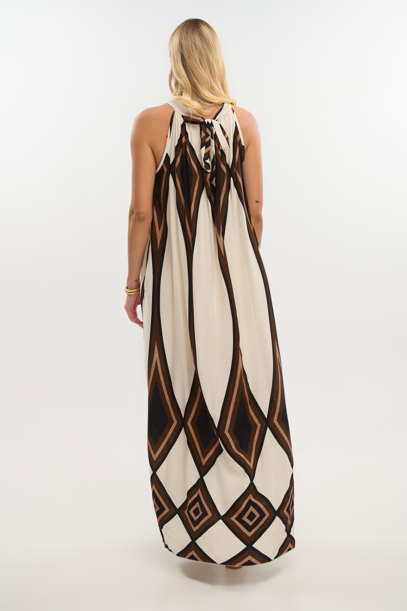 Maxi Halter Dress with Boho Pattern