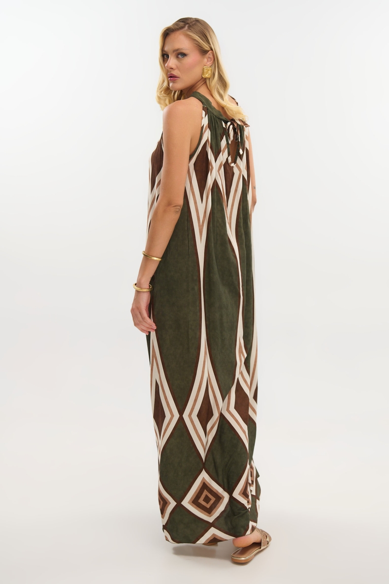 Maxi Halter Dress with Boho Pattern