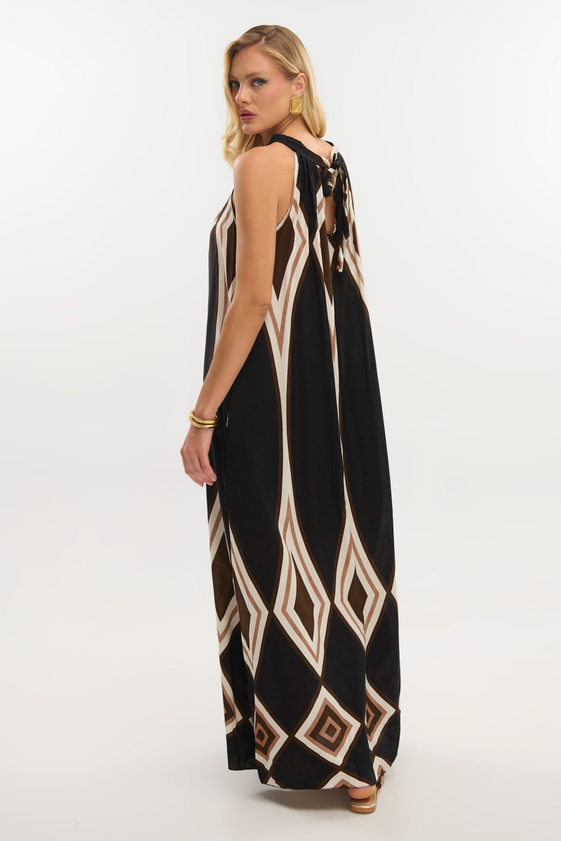 Maxi Halter Dress with Boho Pattern