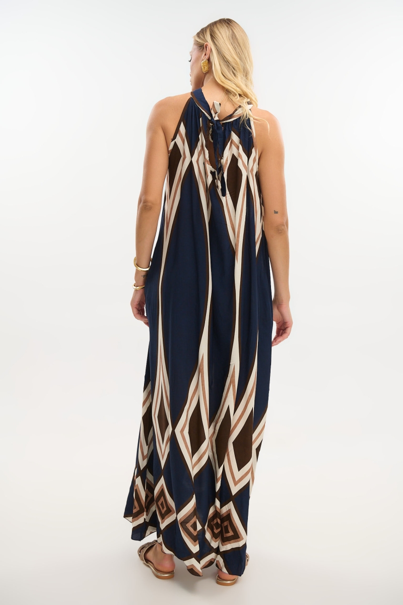 Maxi Halter Dress with Boho Pattern