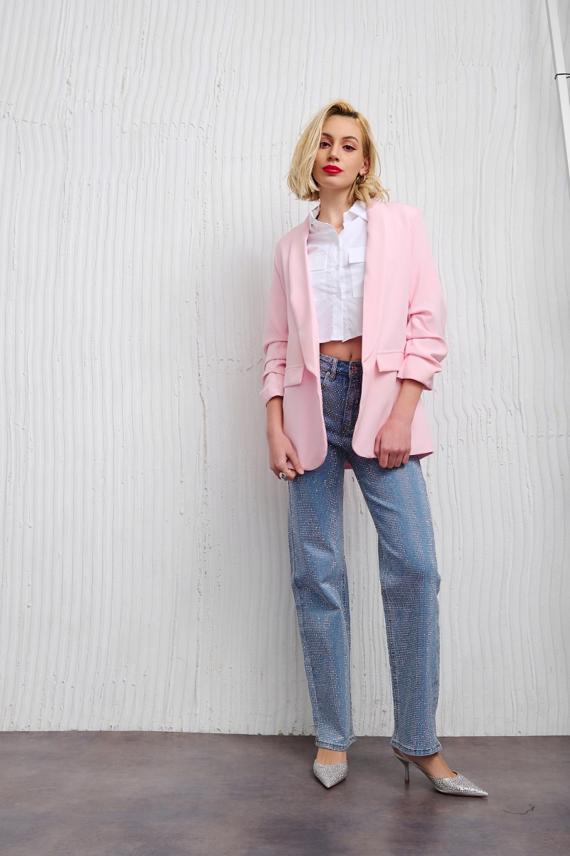 Shirred Sleeve Blazer