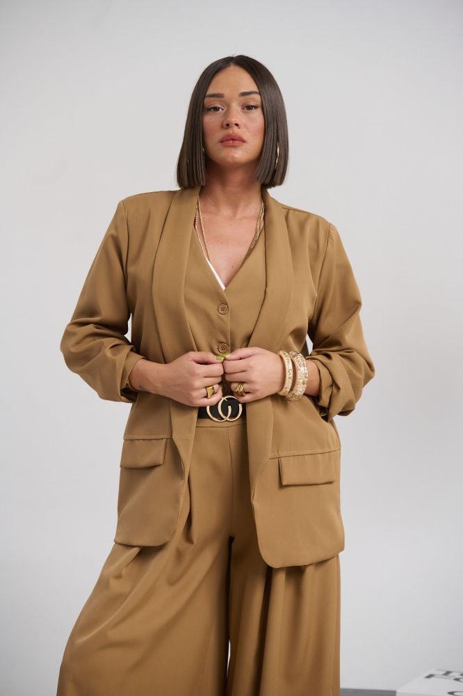 Shirred Sleeve Blazer