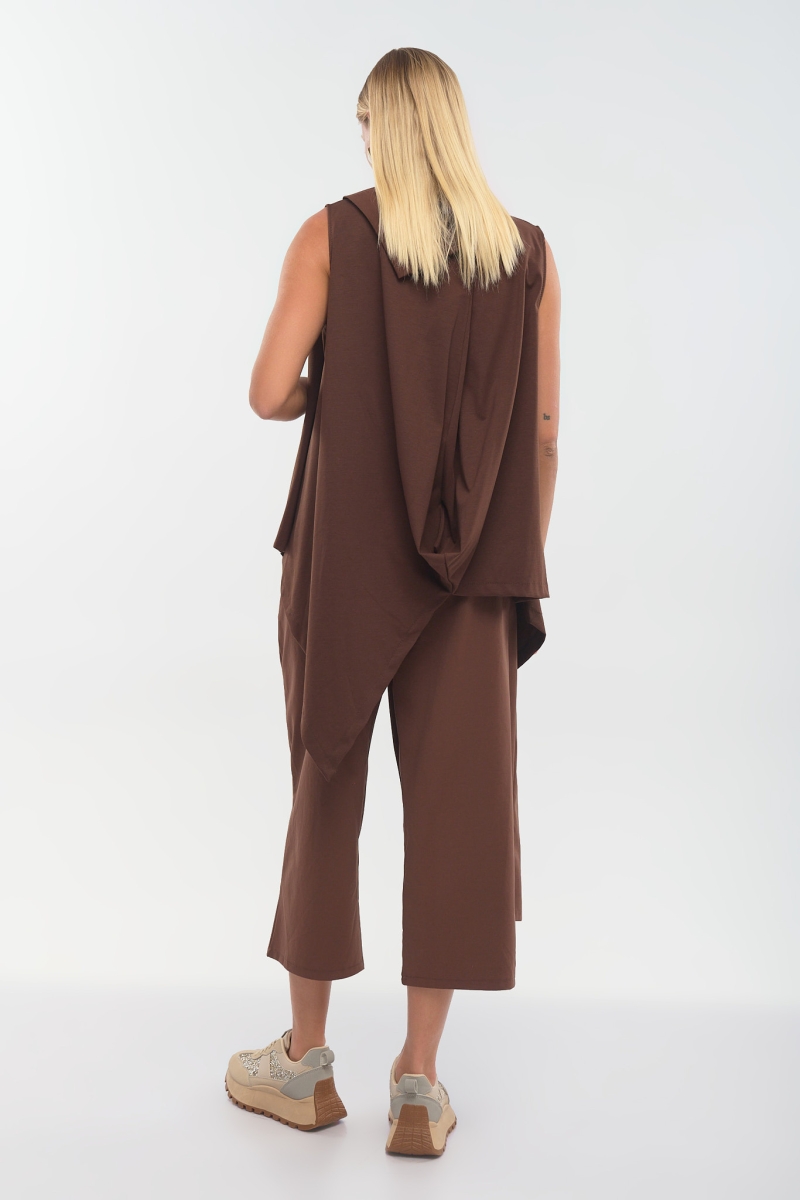 Sleeveless Asymmetric Top with Decorative Tie