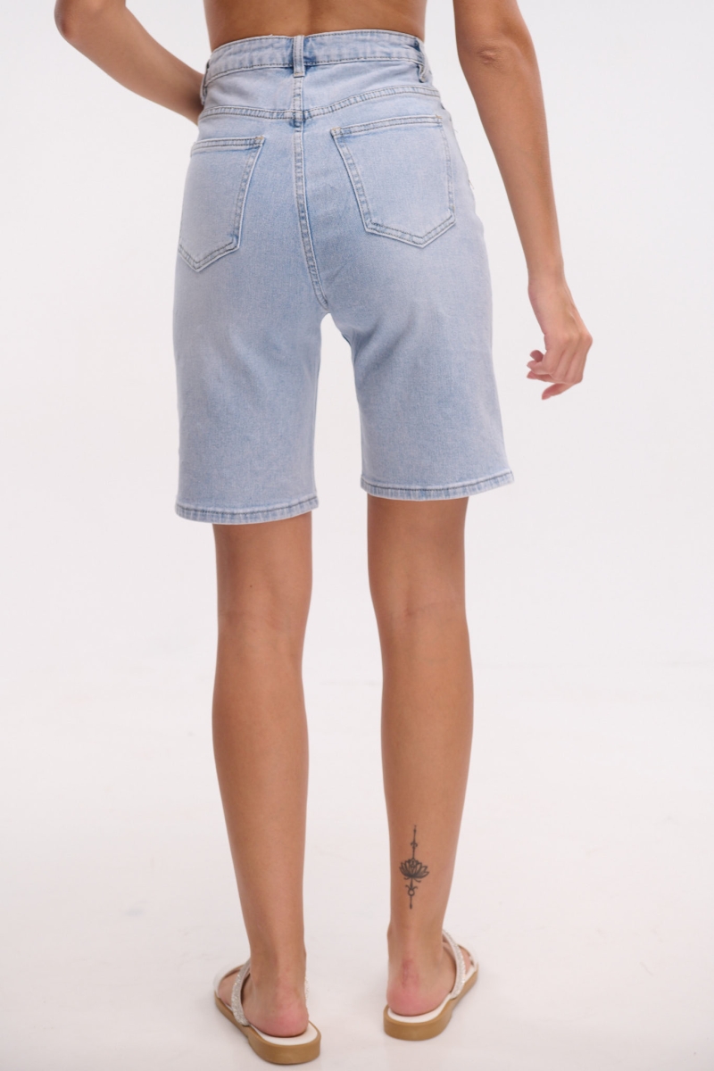 Rhinestoned Jeans Bermuda Shorts