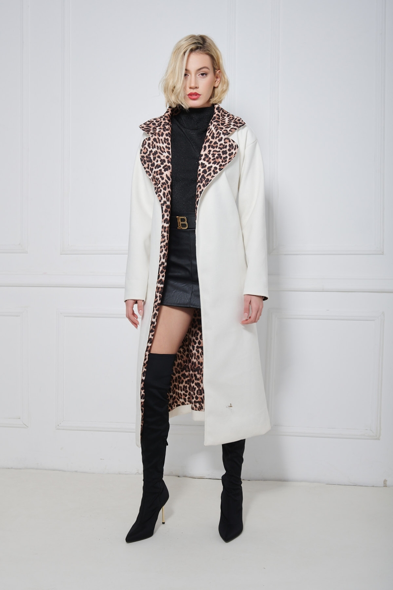 Animal Print Lining Long Coat