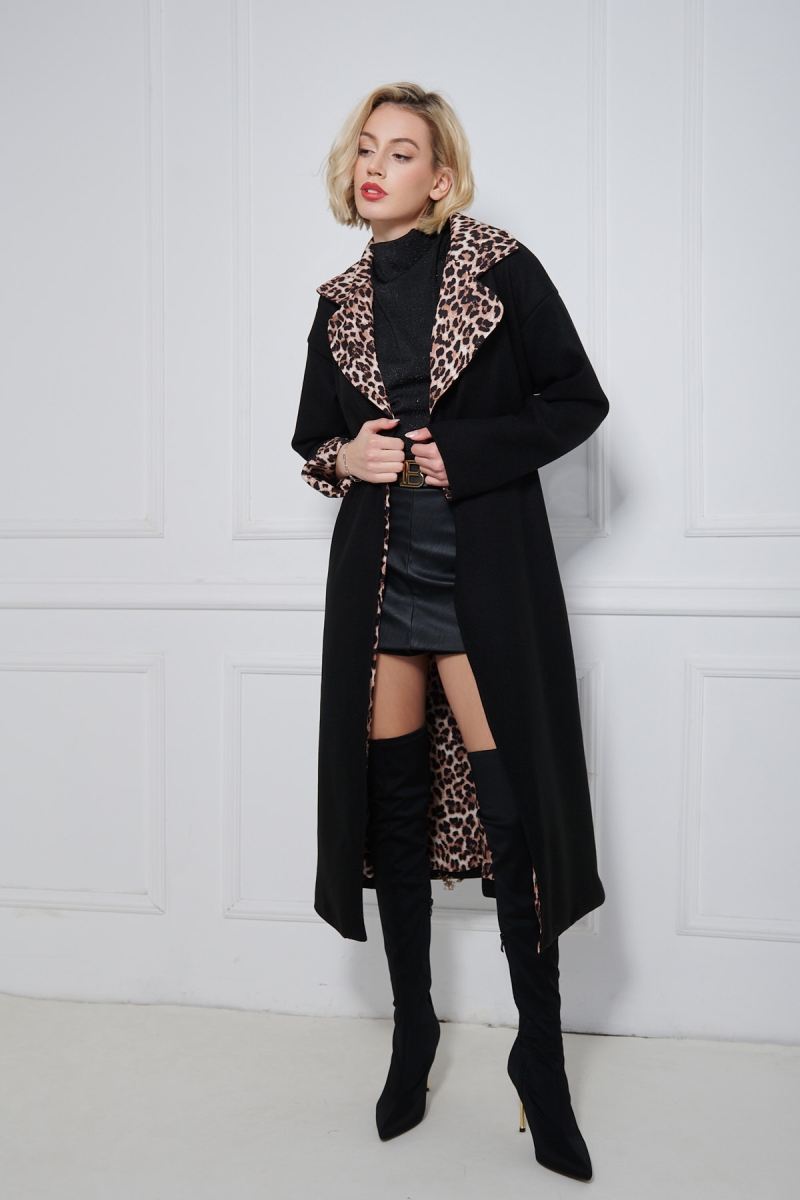 Animal Print Lining Long Coat