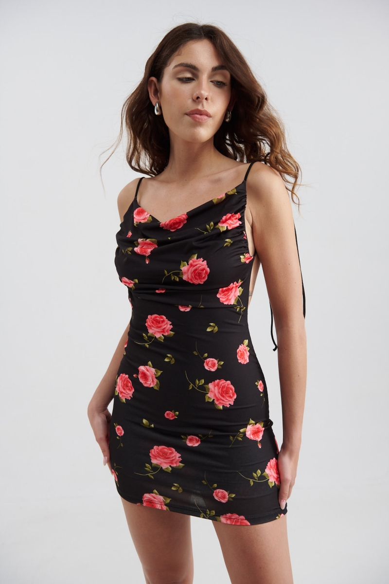 Φόρεμα Μίνι Τιράντα Με Τριαντάφυλλα