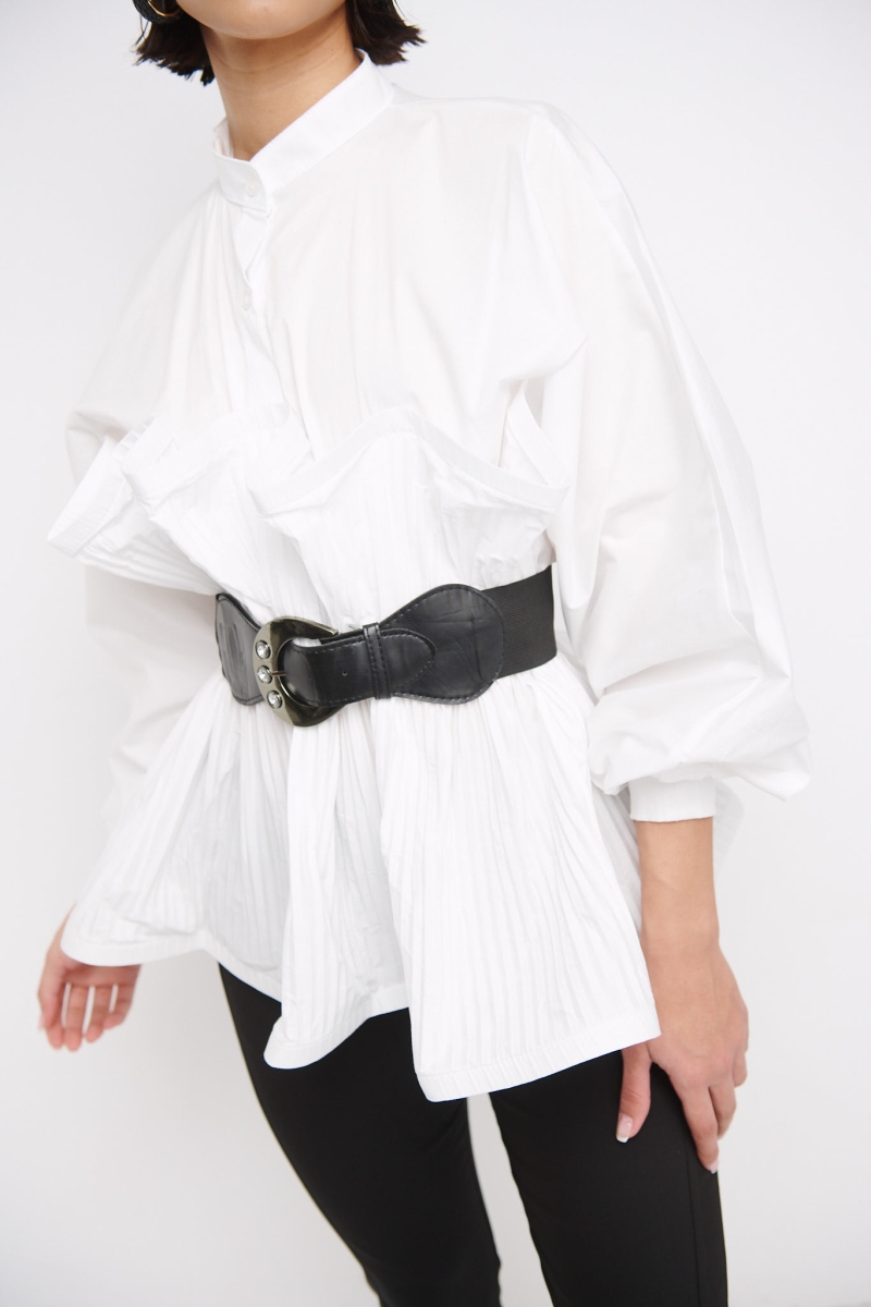 Ruffled Shirt With Belt