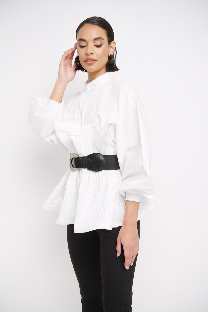 Ruffled Shirt With Belt