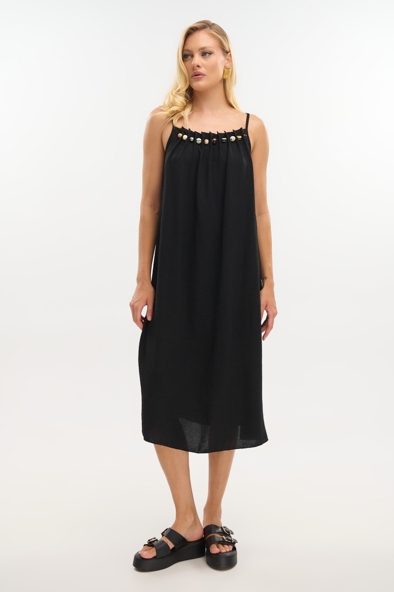 Ethnic Beaded Maxi Crepe Dress