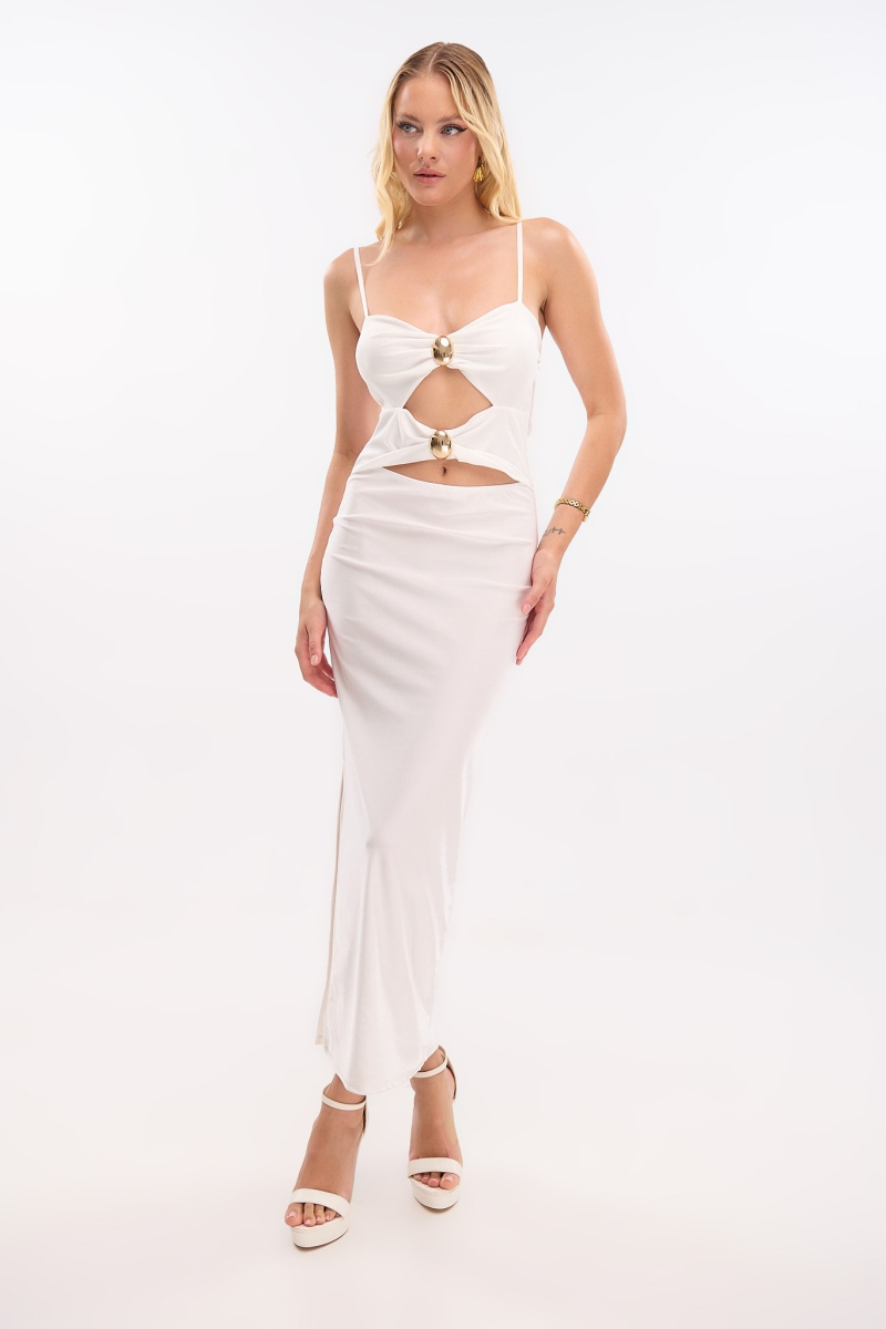 Gold Detailed Midi Dress