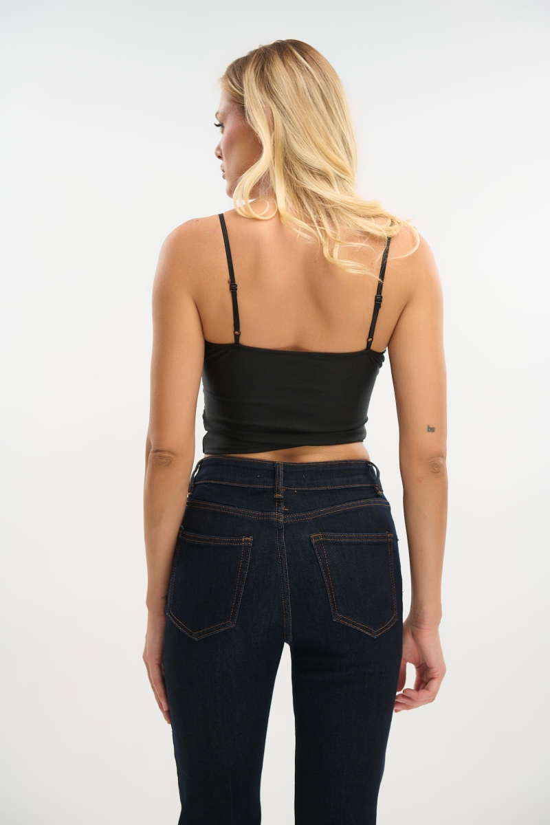 Crop Top with Cut-Outs and Gold Buckles