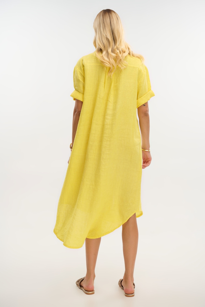 Long Linen Shirt with Mao Collar