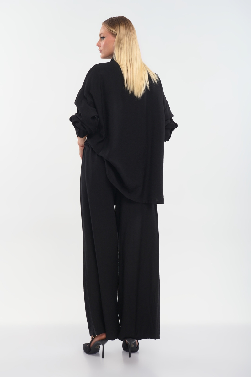 Shirt & Trousers Set with Decorative Buttons