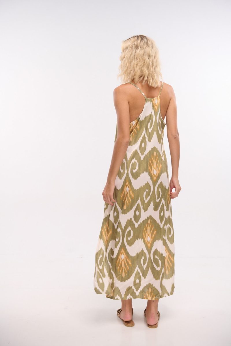 Hieroglyphic Printed Strapped Maxi Dress