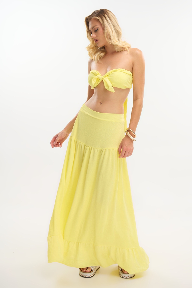 Crepe Tie-Front Top & Maxi Skirt Set
