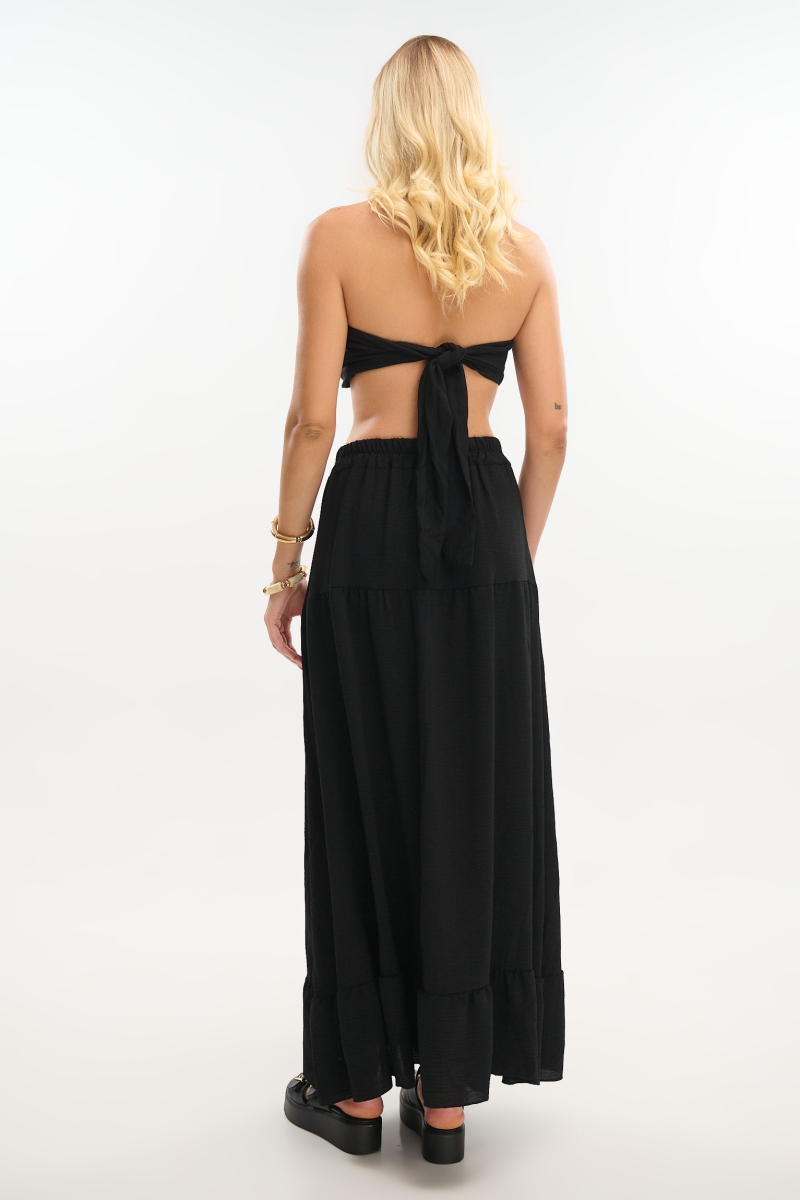 Crepe Tie-Front Top & Maxi Skirt Set