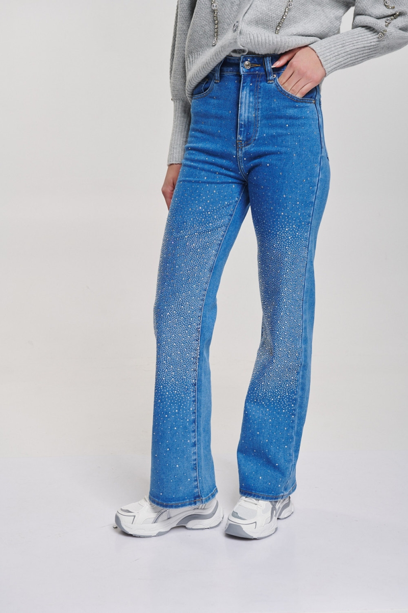 Rhinestoned Bell-Bottomed Jeans