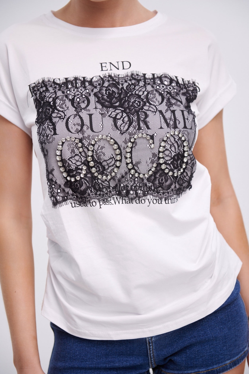 Lace Strassed T-Shirt
