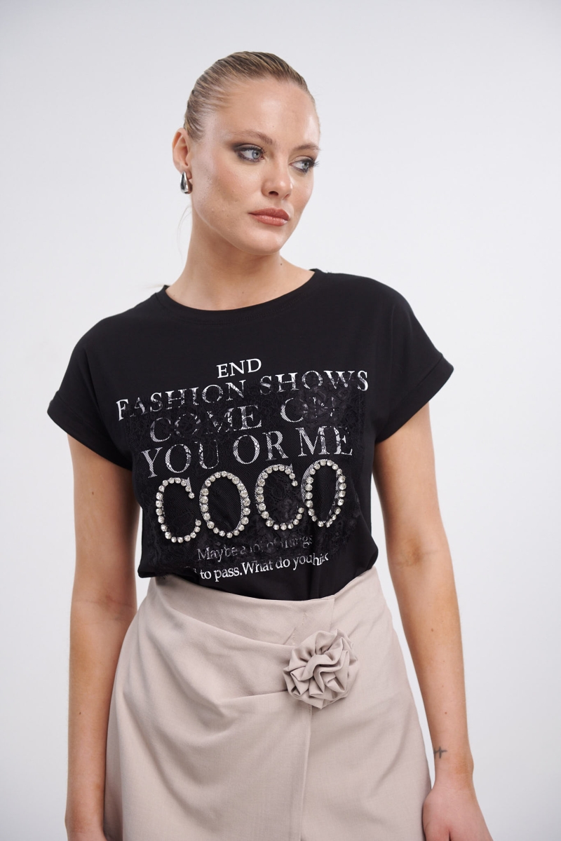 Lace Strassed T-Shirt