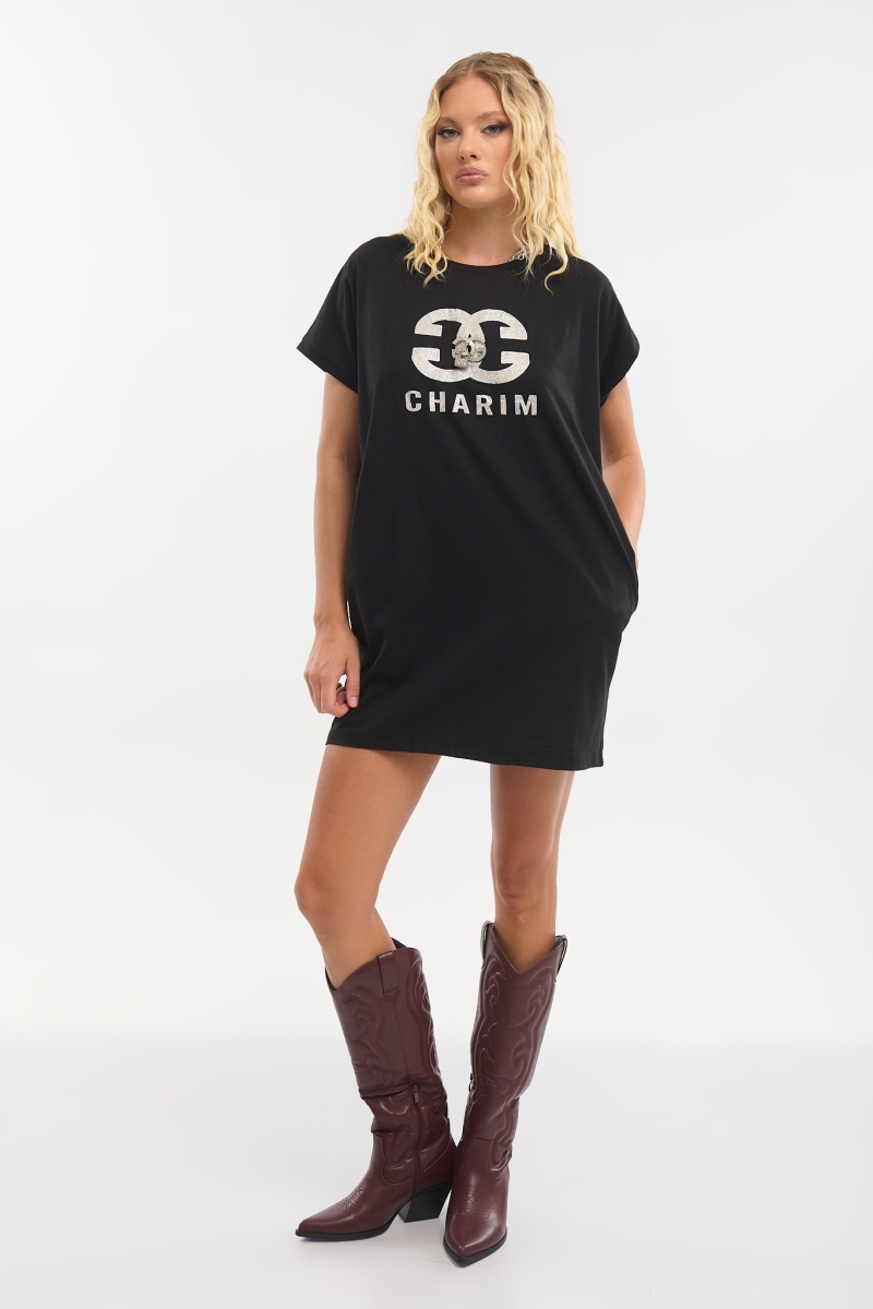 Short Sleeve Dress with Strass – Chic & Sparkling